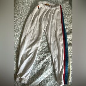 White hardly worn aviator nation sweat pants